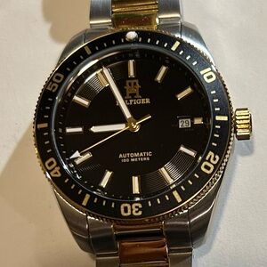 Tommy Hilfiger automatic Watch with 40MM Black Face & 2 Tone Bracelet